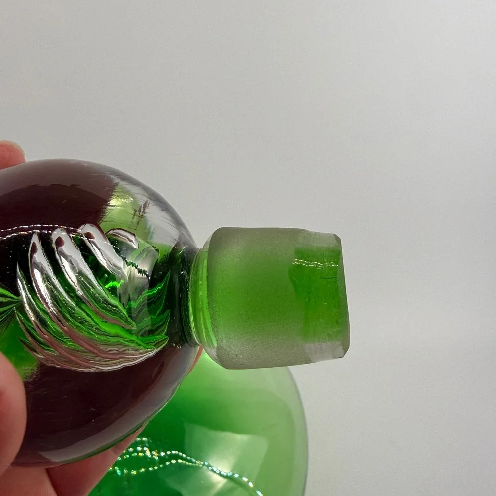 Blenko‎ 6716 Joel Myers Olive Green Decanter Air Twist Stopper MCM